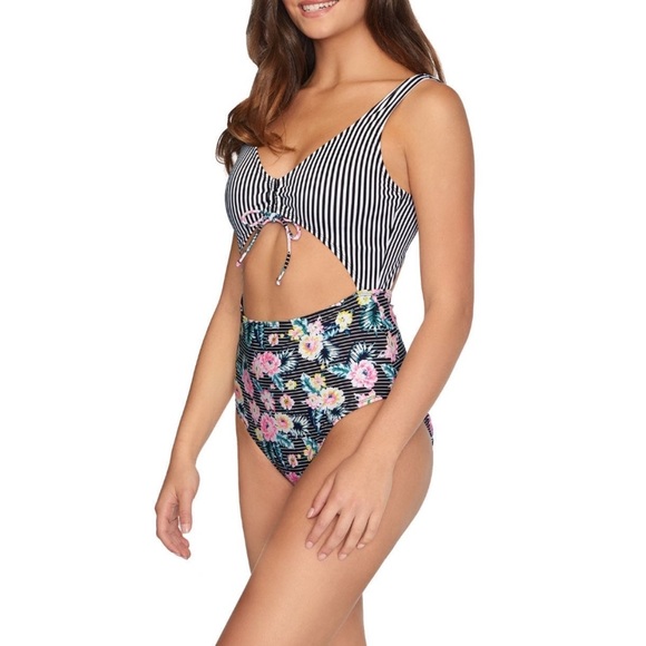 ‼️‼️SOLD‼️‼️ Arizona Jean Company Striped and Floral Monokini - Picture 3 of 8